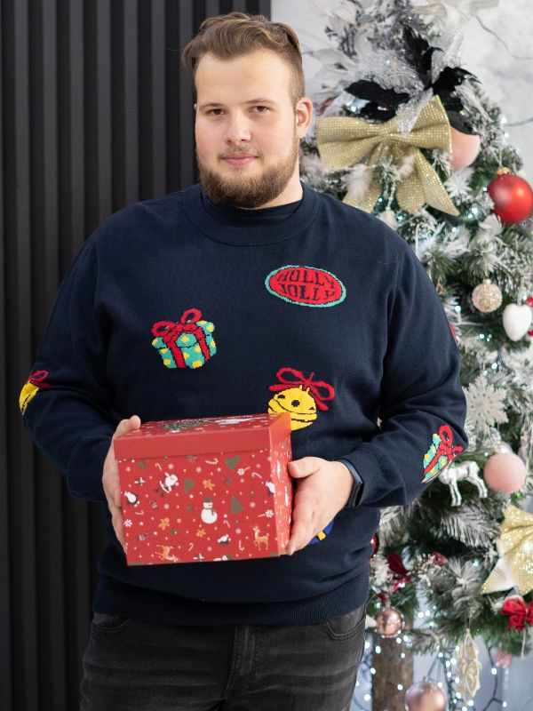 duży świąteczny sweter jack jones granatowy